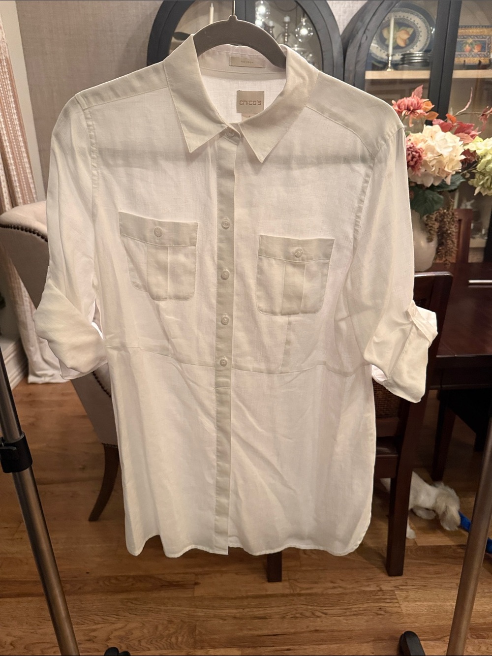 Chico's Cream Button-Front Casual Shirt